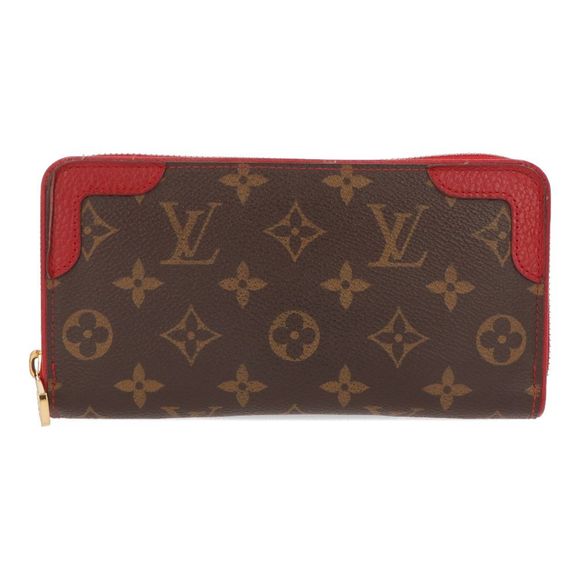 Louis Vuitton Zippy Wallet Retiro Monogram Brown Red Wallet Handbag - Picture 1 of 7
